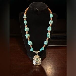 💙💙TURQUOISE CHUNKK N STERLING SILVER shell necklace is ONE OF A KIND! ❤️